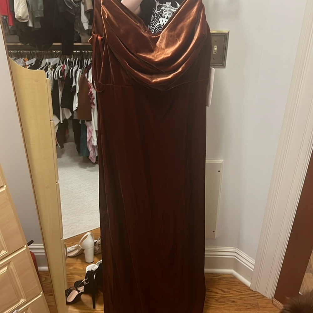 Skye velvet dress rust regular maxi dress